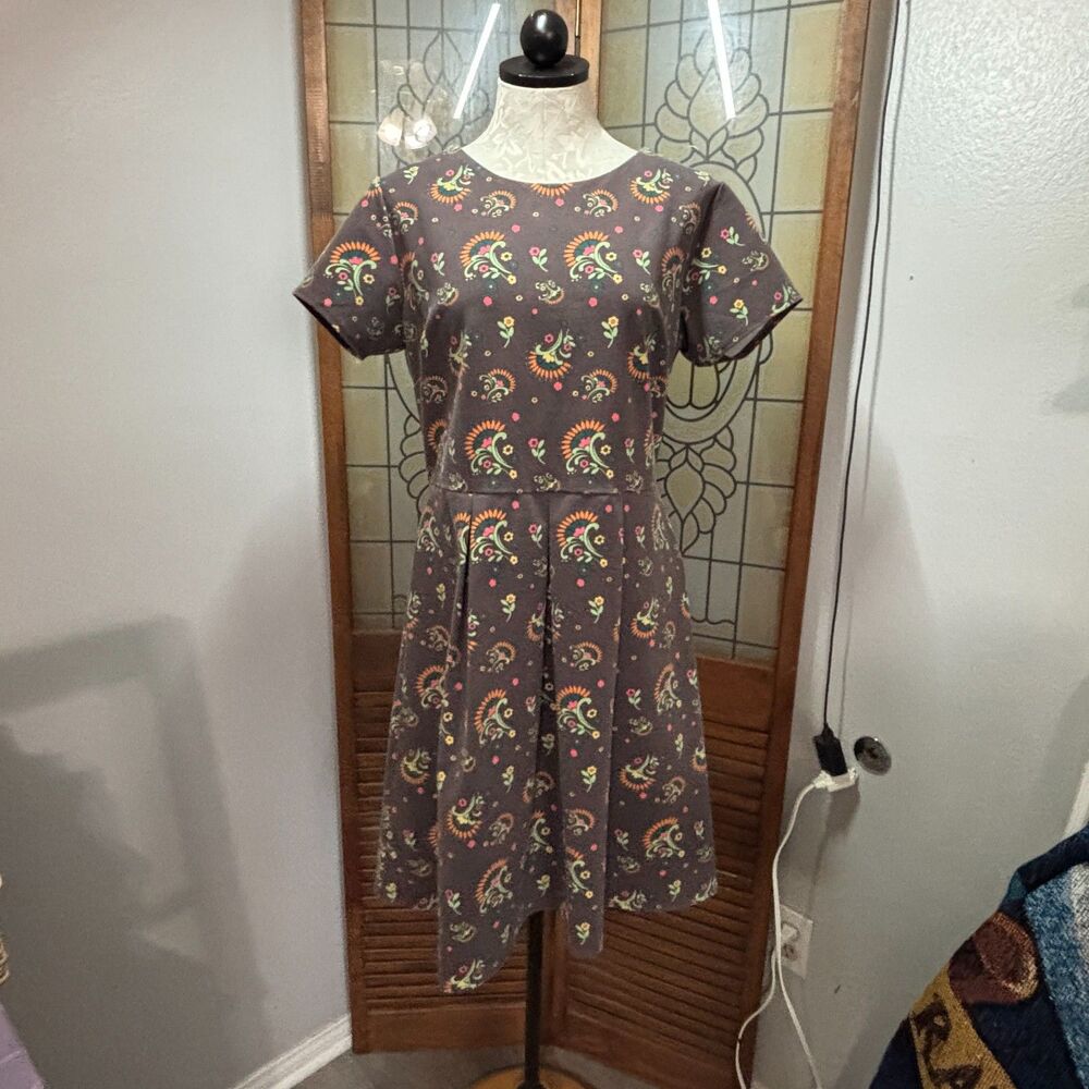 Matilda Jane Friends Forever Brown Maja Ponte Knit Dress Size L - Picture 2 of 16
